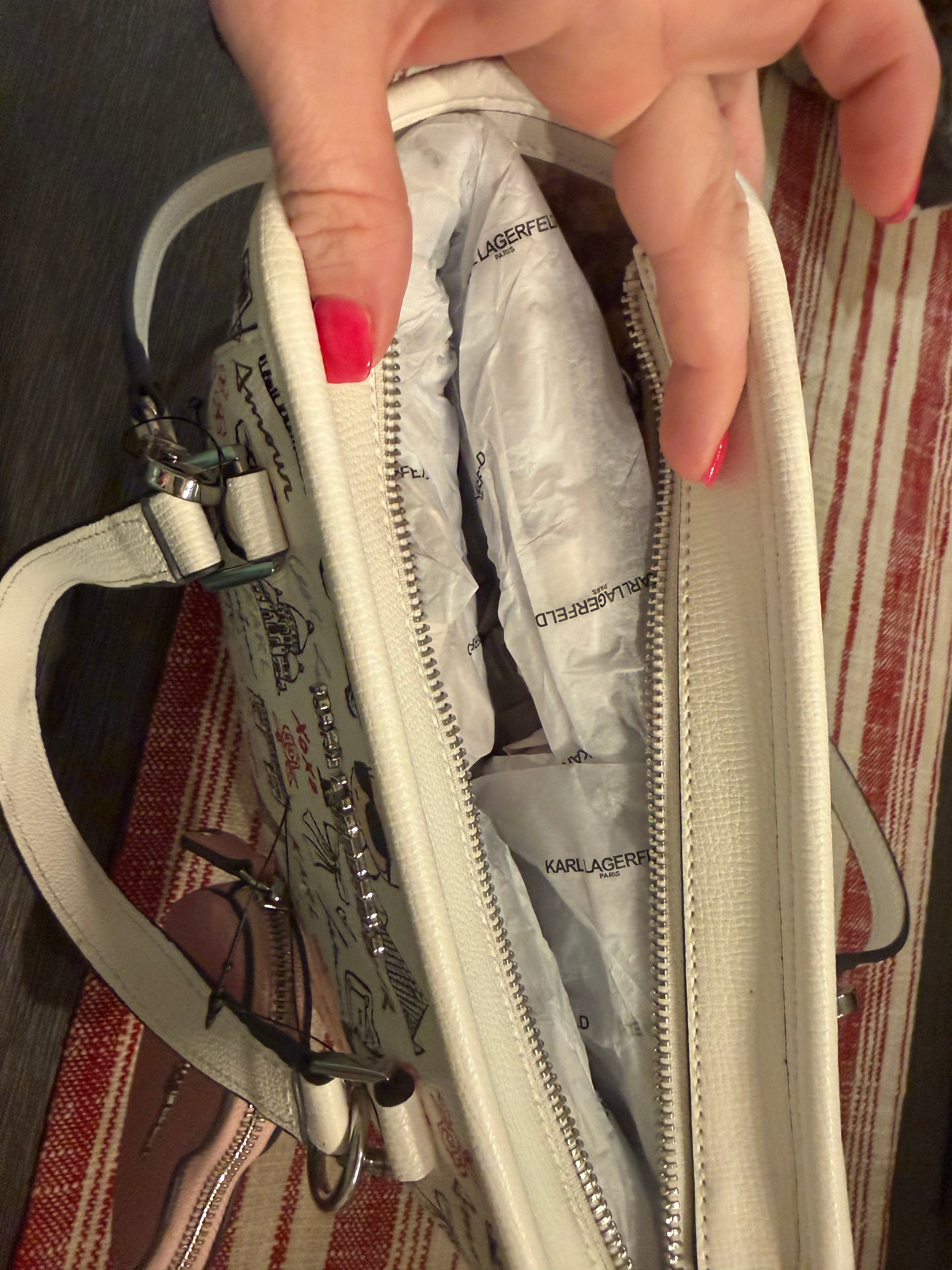 Karl Lagerfeld White Multi Colored Handbag