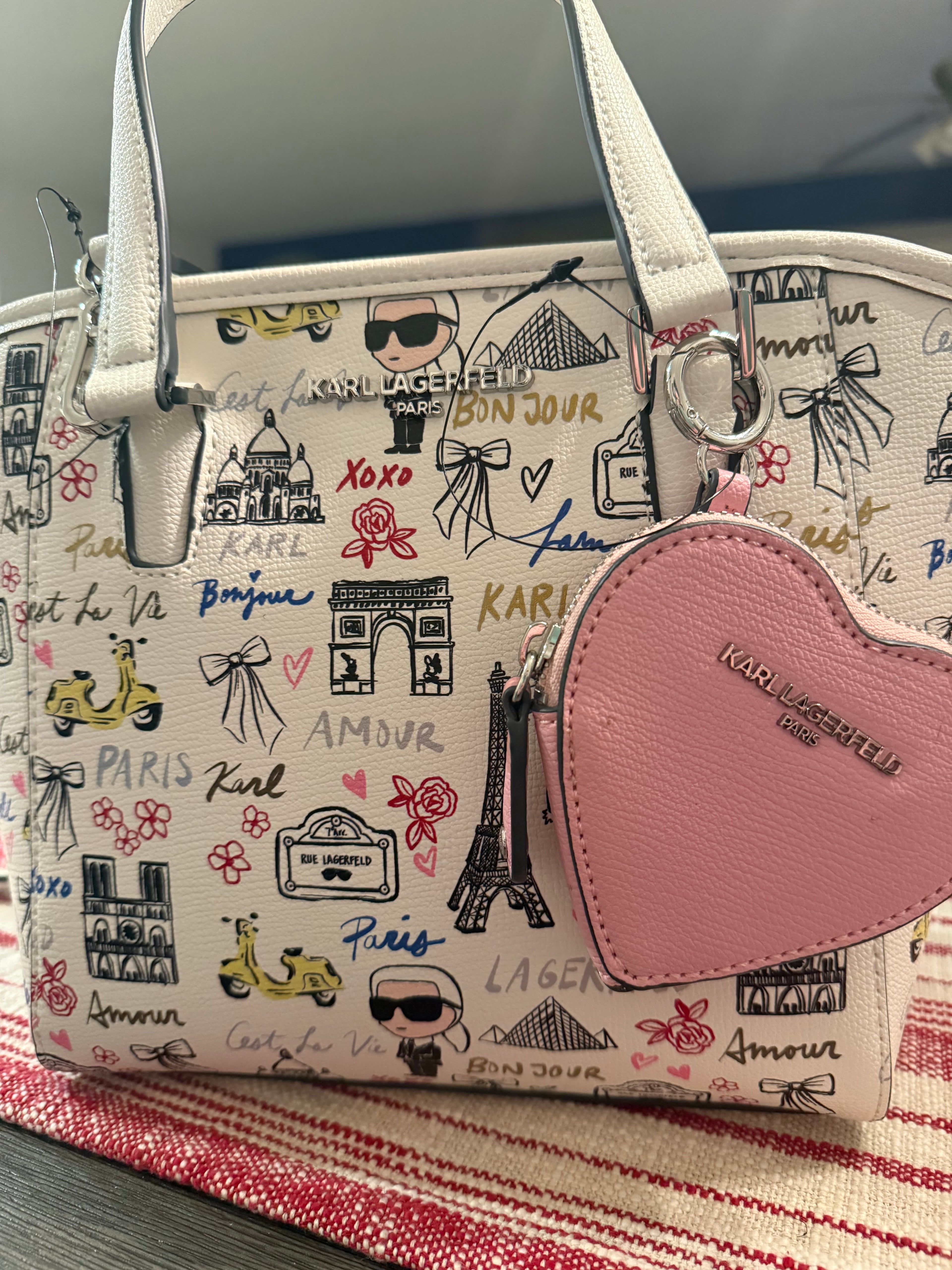 Karl Lagerfeld White Multi Colored Handbag